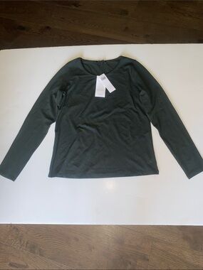 Eileen Fisher Deep Forest Scoop Neck Long Sleeve Tee
